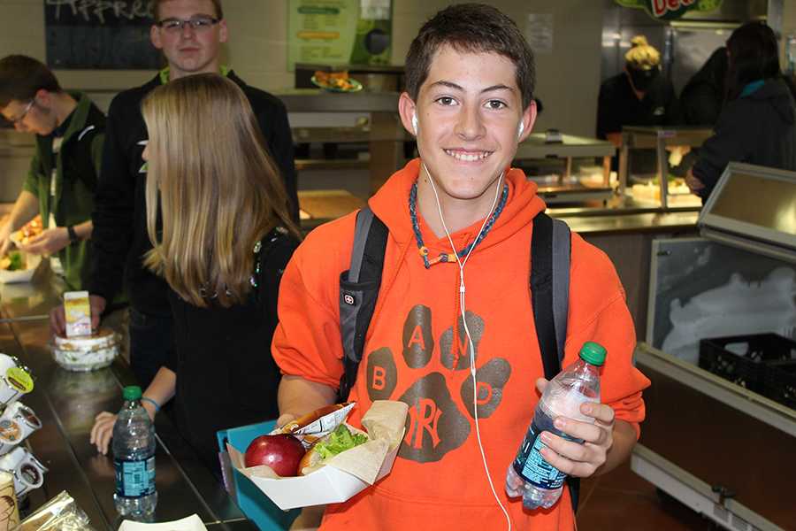Ben Friedman (9) grabs a healthy Michelle Obama supported lunch.