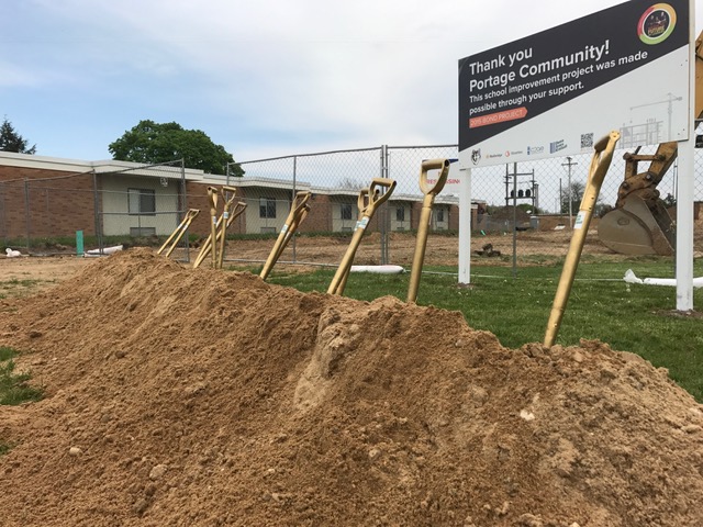 the golden shovels are used to break ground on the site where the future North Middle School will stand.