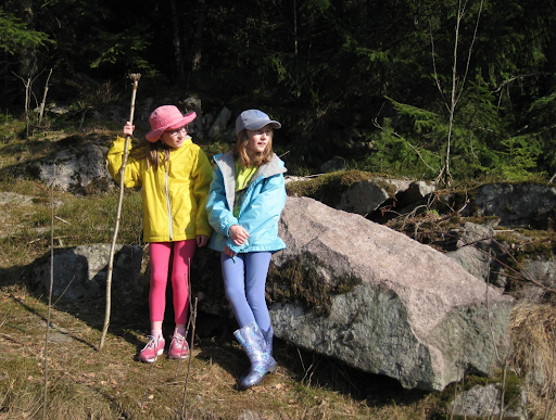  Astrid is pictured with her sister Mai Elise near Songsvann Lake in Norway.  “We were hiking in the forest,” she says. “This is something that my family and I did often in Norway. On this outing we were looking for a geocache.” A geocache is a high-tech scavenger hunt that is done outside using a GPS. Photo courtesy of Astrid Code.