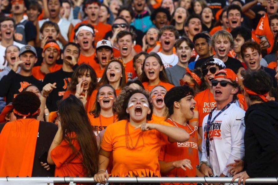 Portage Northern superfans cheer on their fellow huskies during the most suspense filled game of the season so far.