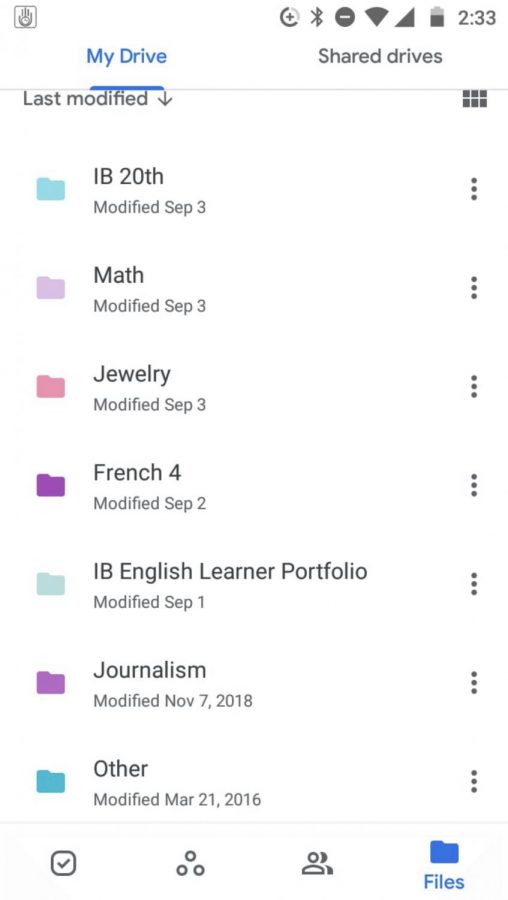 Google Drive folders are replacing traditional notebooks and binders in 2020s virtual learning environment. 