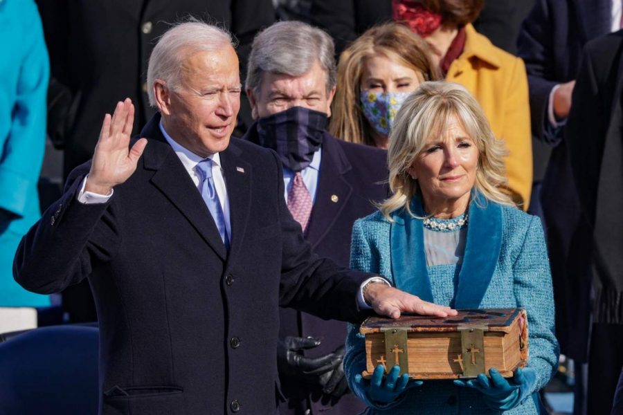 Joe Biden is sworn in as U.S. President during his inauguration on the West Front of the U.S. Capitol on January 20, 2021 in Washington, DC. 