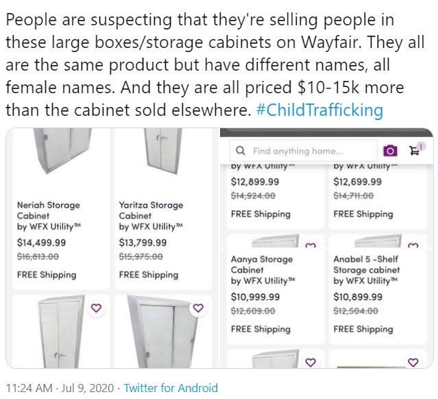 In 2020, thousands of viral posts allege that online furniture firm Wayfair was involved in a child sex-trafficking operation, but the conspiracy theory turned out to not only be false, but to take important time and energy away from the real fight to end child trafficking.