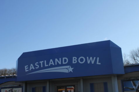 The front entrance of Eastland Bowl where the match took place. Matches take place at the bowling alleys that the different schools practice at.