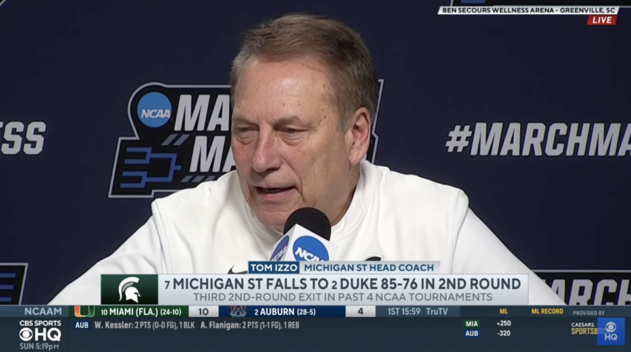 MSU men's basketball coach Tom Izzo comments after the team's 2022 loss to Duke in the NCAA tournament.  