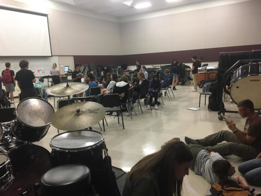 During a lock up, students remain in the classroom, but instruction can continue, which allowed band class to move forward without interruption. 