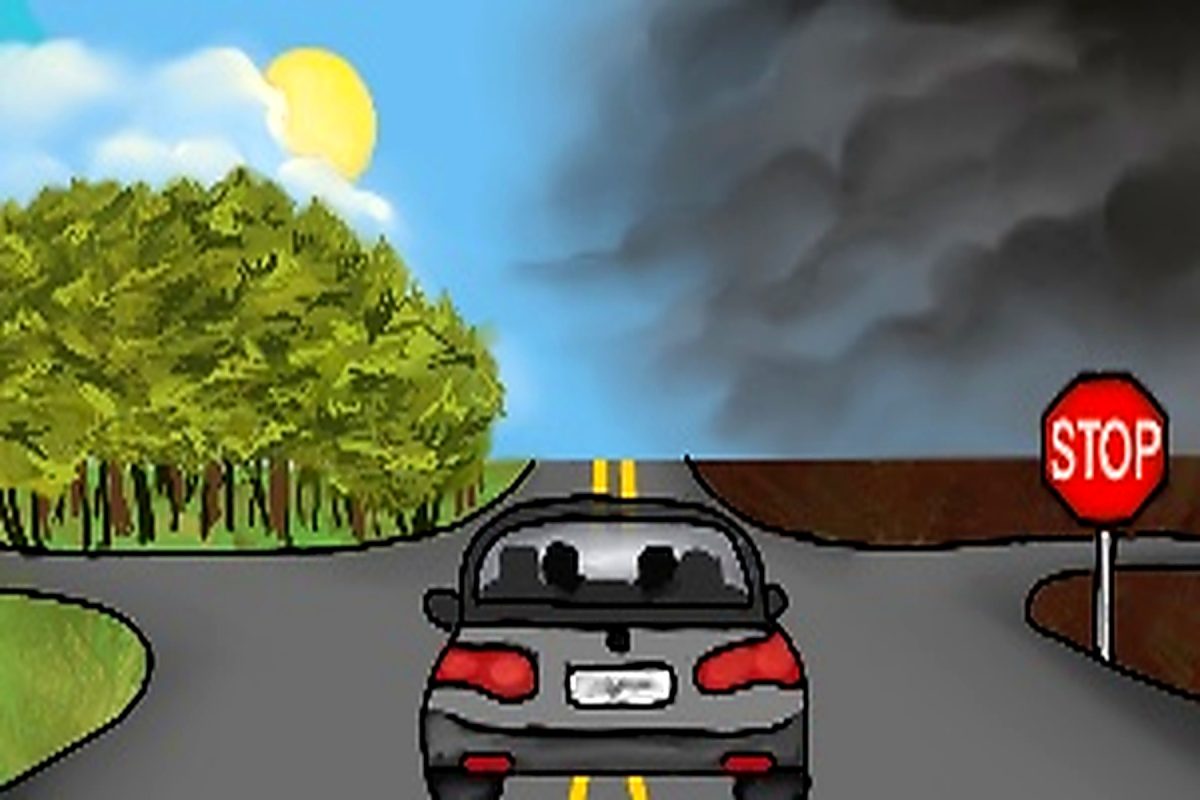 Our country feels like we are at a historic intersection where the choices that we make today - individually and governmentally - have the potential to change the trajectory of the country permanently. NL illustrator Maddy Duhn captures this reality in her illustration, "I wanted to show the two different directions our country could take," she shares, "one direction filled with love and hope for one another, and the other stormy with hate and prejudice against one another." 