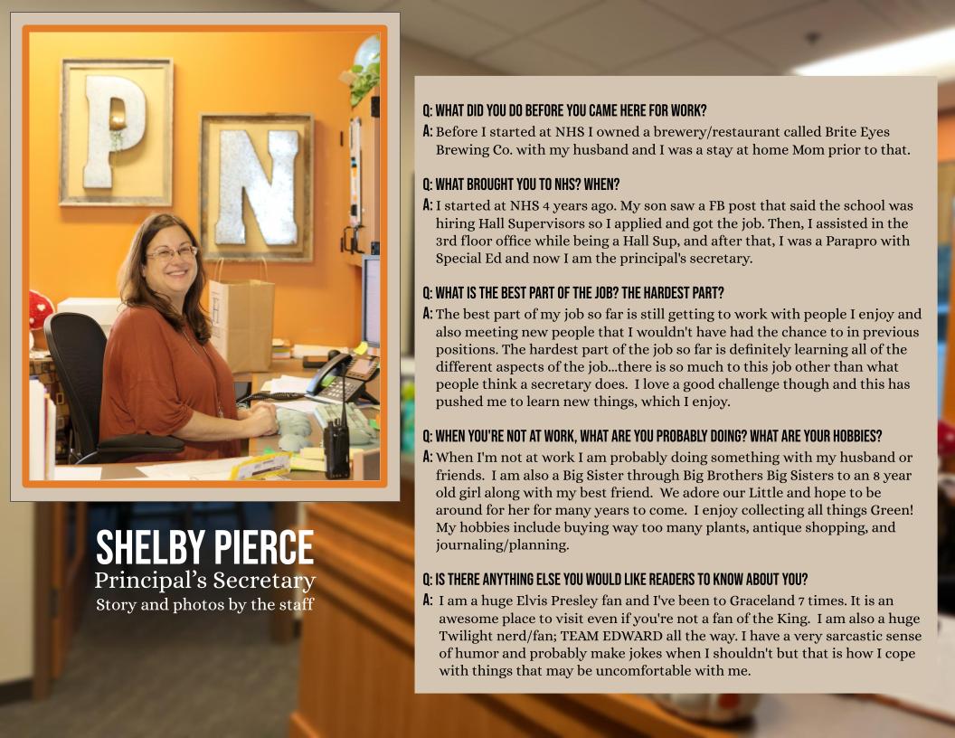Shelby Pierce is the new principal's secretary and one of the new staff members featured in this special project. 